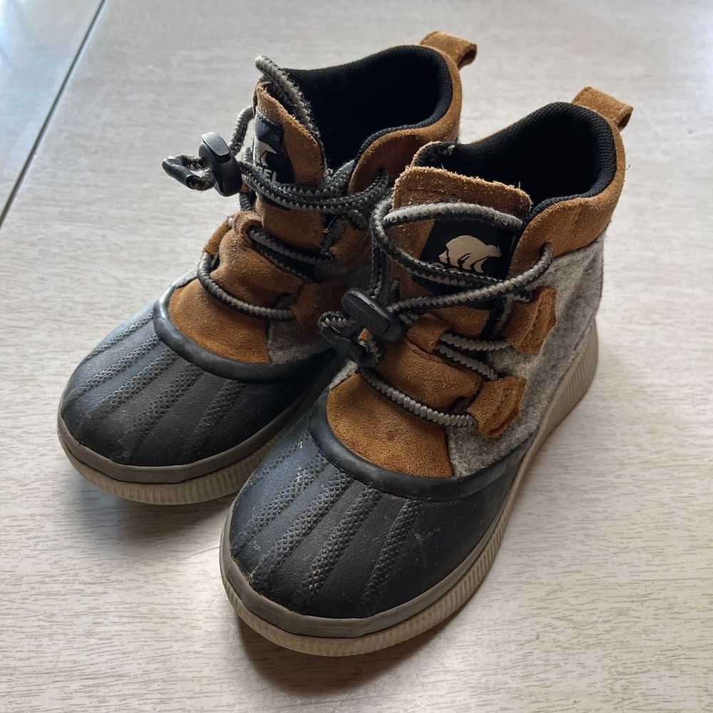 Sorel Out 'N About Duck Boots Kids US 2 Multi Waterproof Toggle Laces NY5168-243